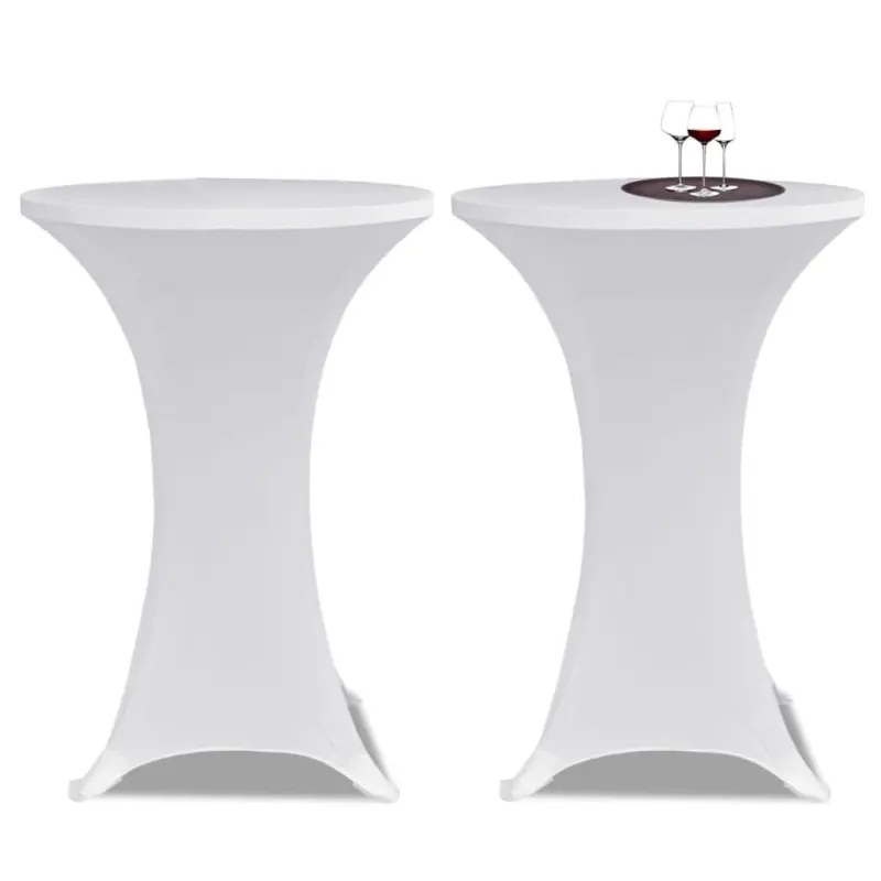Obrus na stół barowy Ø 60 cm, biały, elastyczny, 2 szt.