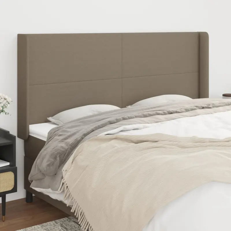Zagłówek uszak, taupe, 203x16x118/128 cm, tkanina