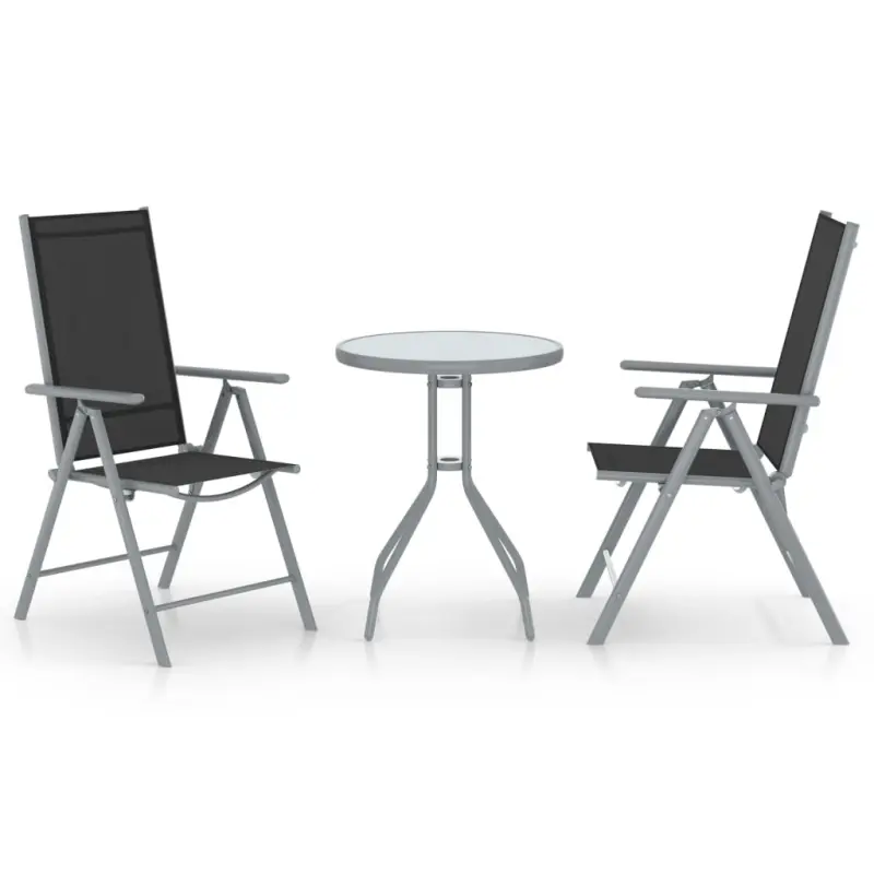 Meble ogrodowe 3-cz. zestaw bistro aluminium i textilene srebrny