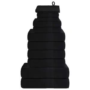 12-cz. zestaw ręczników, FROGN, czarny, 360 g/m²