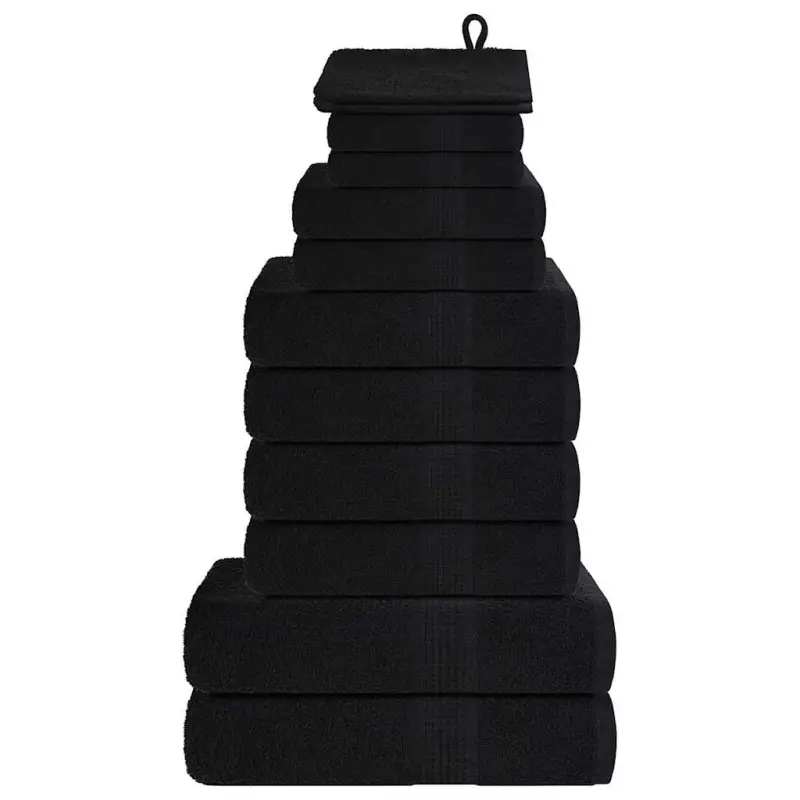 12-cz. zestaw ręczników, FROGN, czarny, 360 g/m²