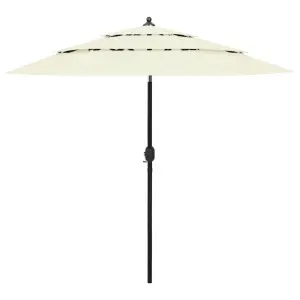 3-poziomowy parasol na aluminiowym słupku, piaskowy, 2,5 m