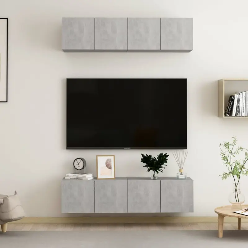 Szafki TV, 4 szt., szarość betonu, 60x30x30 cm