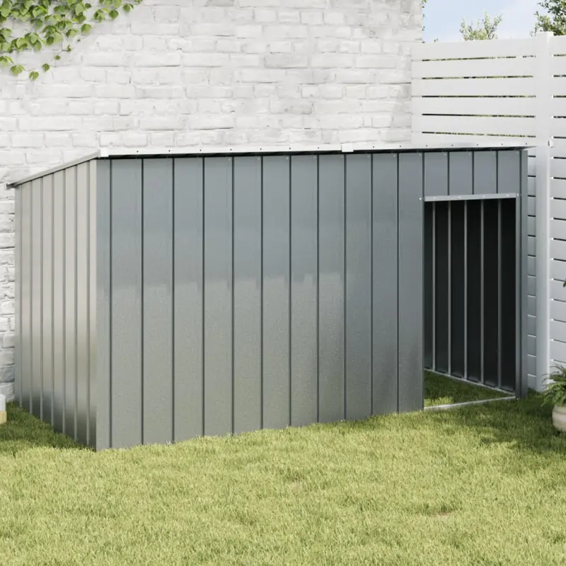 Buda dla psa, z dachem, antracytowa, 196x91x110 cm, stal