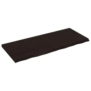 Blat stołu, ciemnobrązowy, 120x50x(2-4) cm, lite drewno dębowe