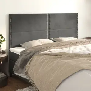 Zagłówek ciemnoszary 180x5x118/128 cm aksamit