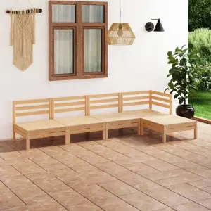 Meble ogrodowe z litego drewna sosnowego 5-cz. zestaw wypoczynkowy