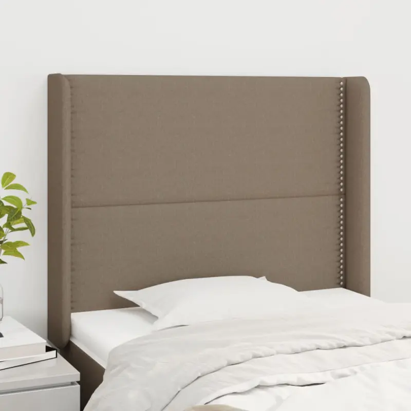 Zagłówek uszak, taupe, 103x16x118/128 cm, tkanina