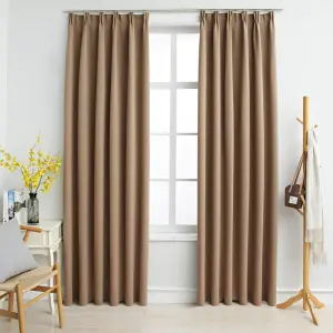 Zasłony zaciemniające z haczykami, 2 szt., taupe, 140x175 cm