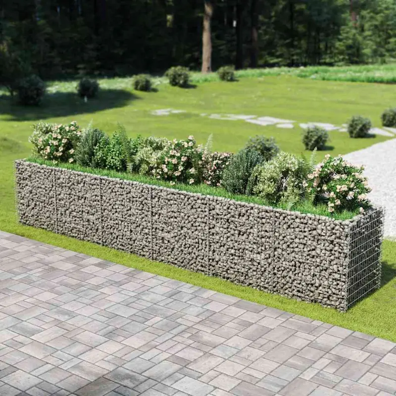 Podwyższona donica gabionowa, galwanizowana stal, 540x90x100 cm