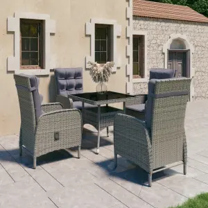 5-częściowy zestaw mebli ogrodowych, polirattan i szkło, szary