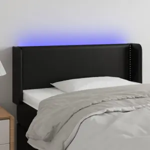 Zagłówek do łóżka z LED, czarny, 83x16x78/88 cm, sztuczna skóra