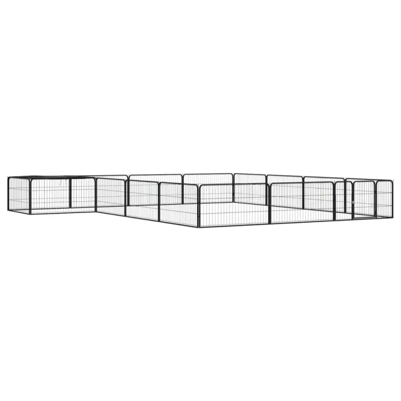 Kojec dla psa, 16 panele, czarny, 100x50 cm, stal