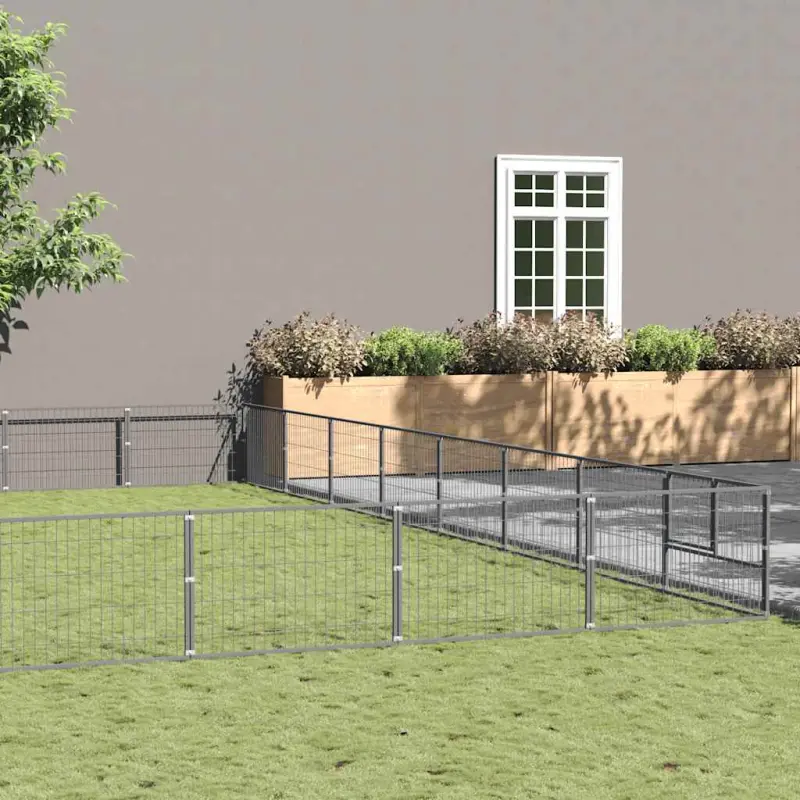 Kojec dla psa, srebrny, 72 m², stalowy