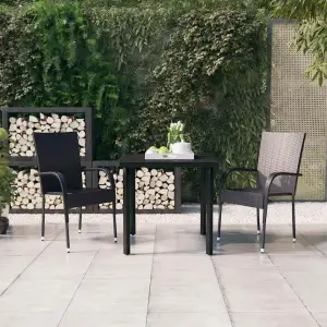 Meble ogrodowe 3-częściowe czarne z rattanem PE i stalowym stelażem