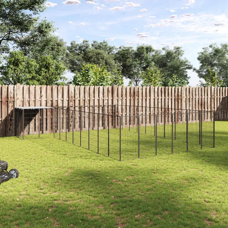 Kojec dla psa, czarny, 19,36 m², stalowy