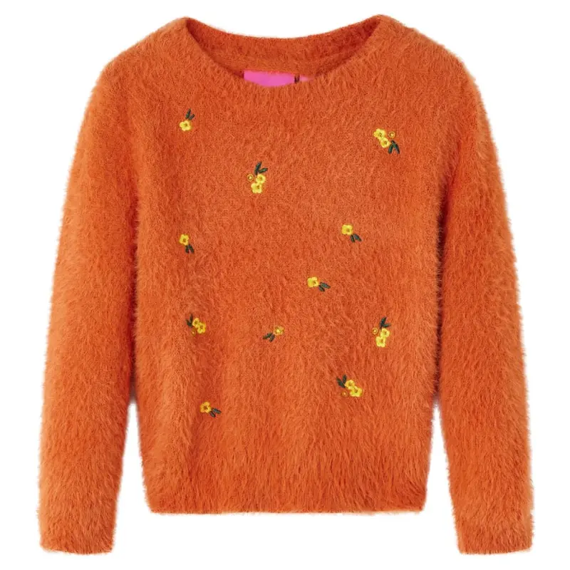 Sweter dziecięcy z dzianiny, palony pomarańcz, 116