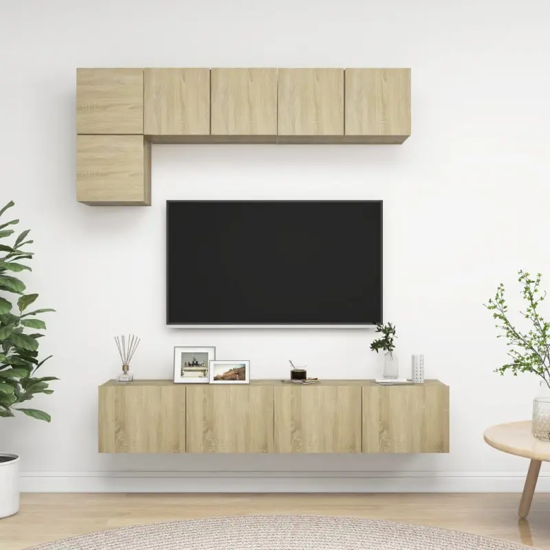 5-cz. zestaw szafek TV, dąb sonoma, materiał drewnopochodny