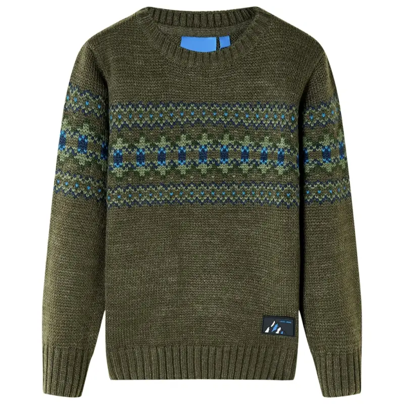 Sweter dziecięcy z dzianiny, khaki, 116