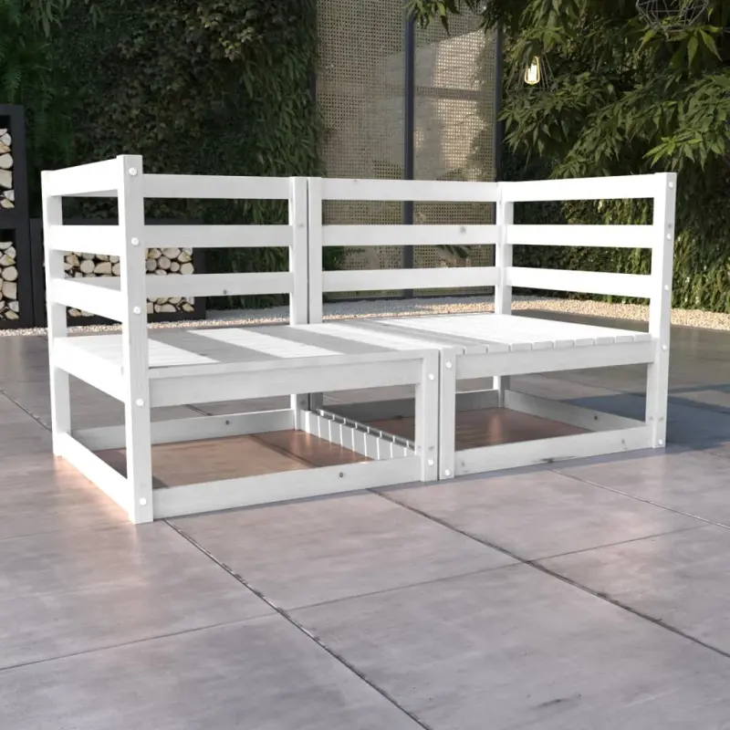 2-osobowa sofa ogrodowa, biała, lite drewno sosnowe