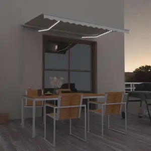 Ręcznie zwijana markiza z LED, 300 x 250 cm, kremowa