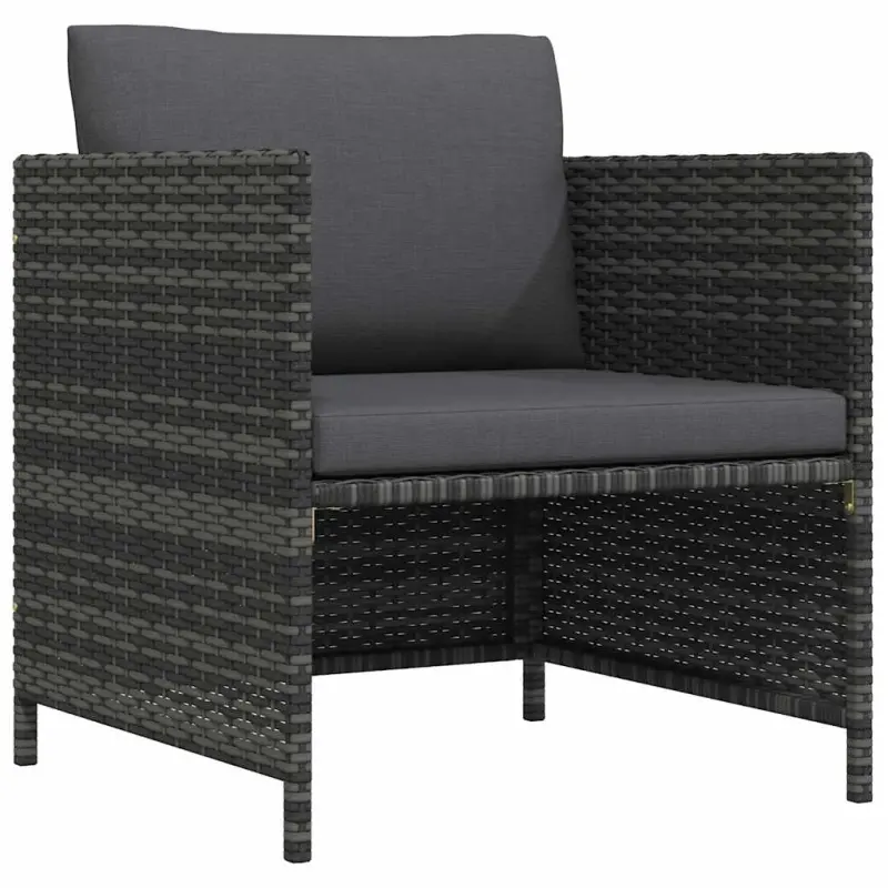Sofa ogrodowa z poduszkami, szara, polirattanowa