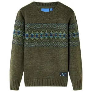 Sweter dziecięcy z dzianiny, khaki, 128