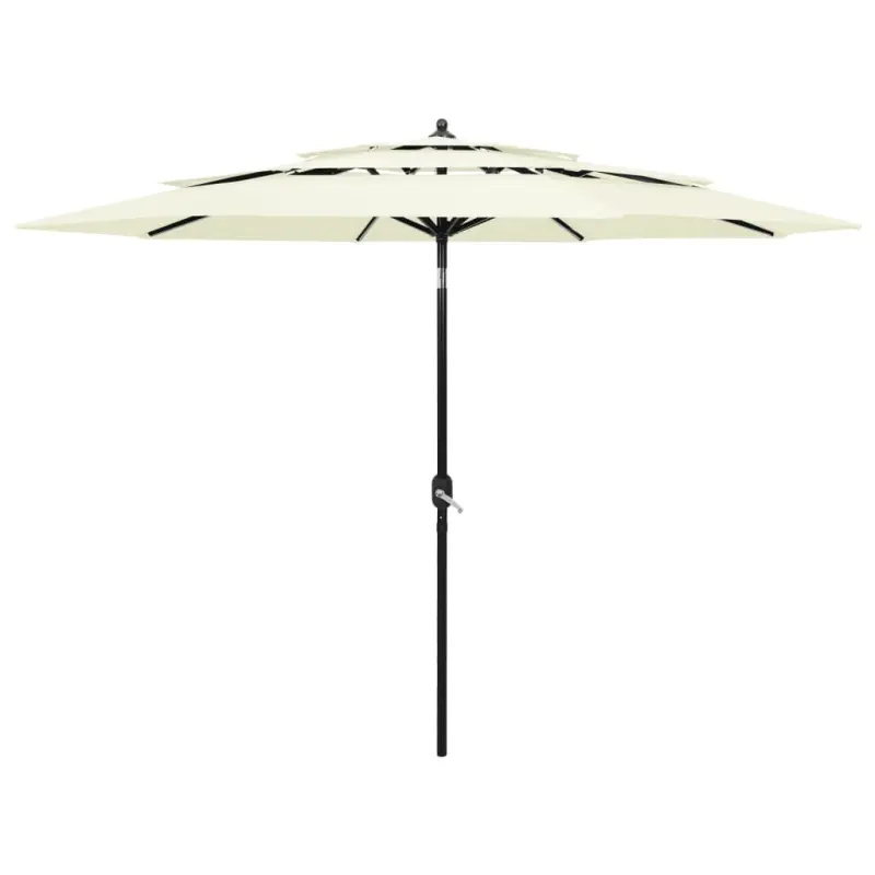 3-poziomowy parasol na aluminiowym słupku, piaskowy, 3 m