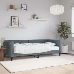 Sofa z materacem do spania, ciemnoszara, 90x200 cm, aksamit