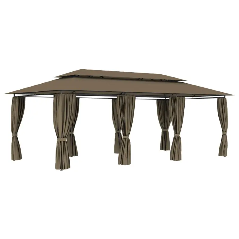 Altana z zasłonami, 600x298x270 cm, kolor taupe, 180 g/m²
