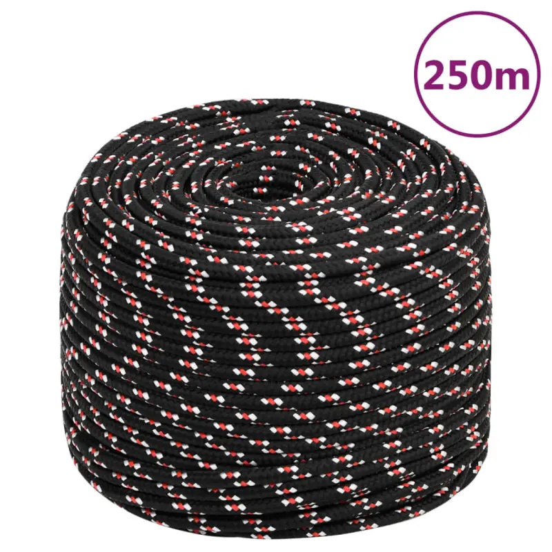Linka żeglarska, czarna, 6 mm, 250 m, polipropylen