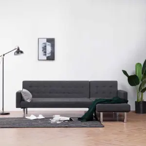 Sofa w kształcie litery L z funkcją spania Ciemnoszary poliester