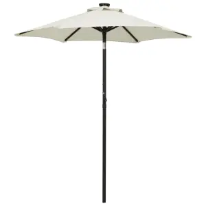 Parasol ogrodowy z LED, piaskowy, 200x211 cm, aluminium