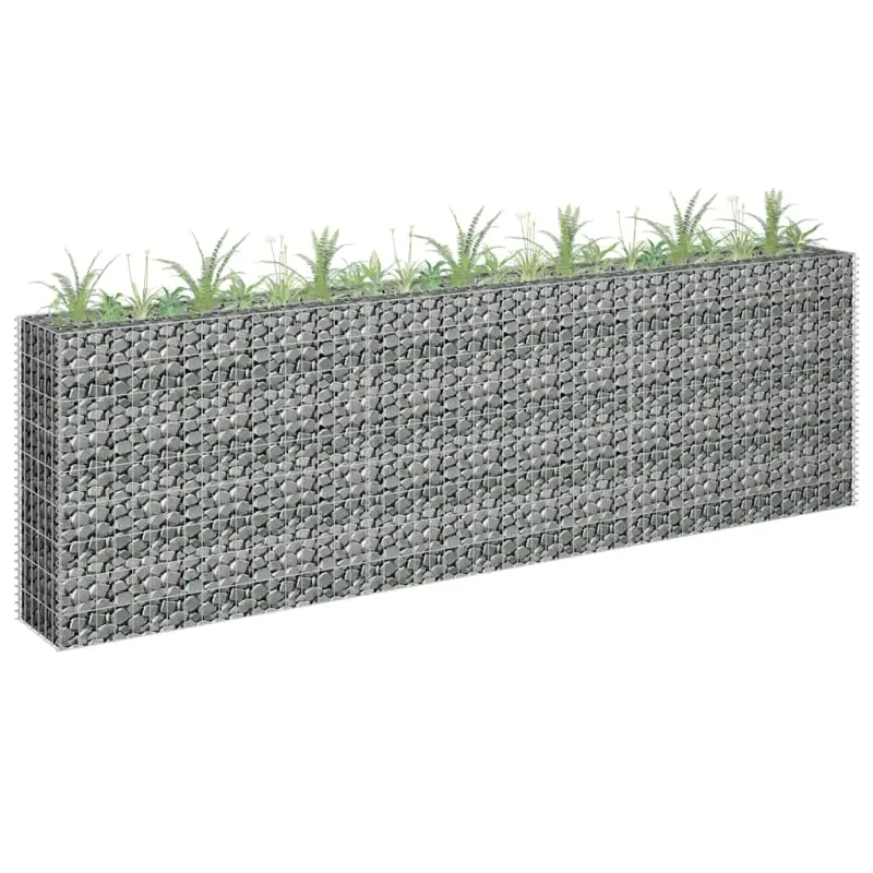 Podwyższona donica gabionowa, galwanizowana stal, 270x30x90 cm