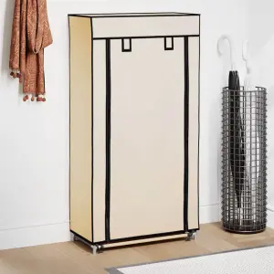 Szafka na buty z osłoną, kremowa, 58x28x106 cm, tkanina