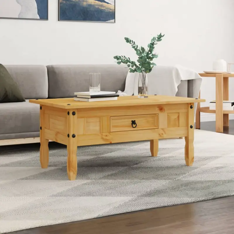 Stolik kawowy w meksykańskim stylu Corona, sosna, 100x55x44 cm