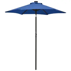 Parasol ogrodowy z LED, niebieski, 200x211 cm, aluminium