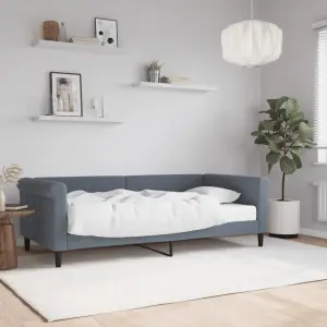 Sofa z materacem do spania, ciemnoszara, 90x190 cm, aksamit