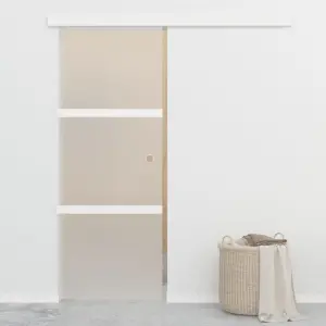Drzwi przesuwne, ograniczniki, szkło ESG i aluminium, 76x205 cm