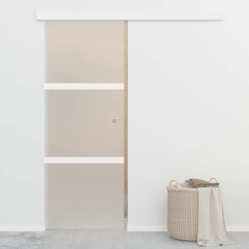Drzwi przesuwne, ograniczniki, szkło ESG i aluminium, 76x205 cm