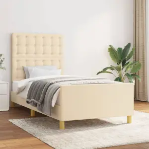 Rama łóżka bez materaca Kremowa 90x200 cm Tkanina