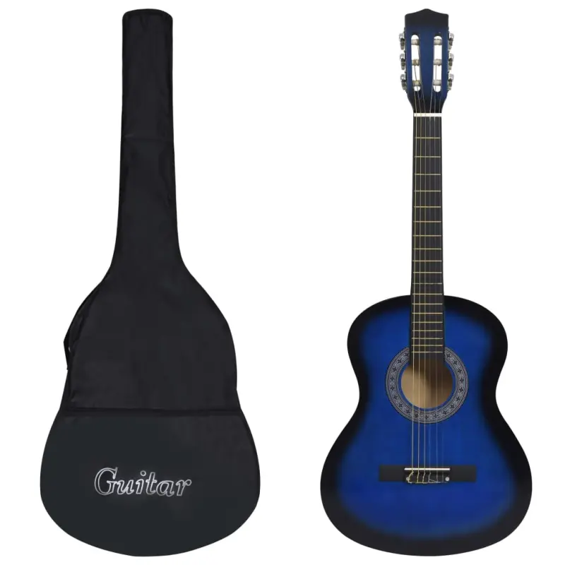 Gitara klasyczna dla początkujących z torbą, niebieska 3/4, 36