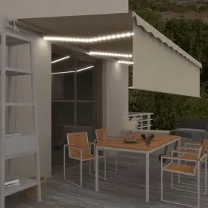 Automatycznie zwijana markiza, LED i czujnik wiatru, 6x3 m