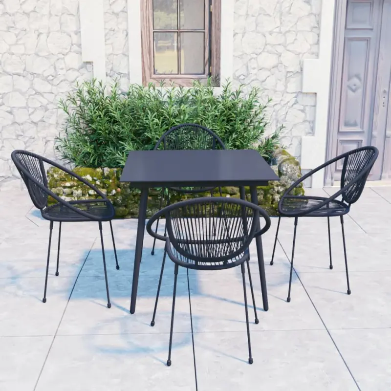 5-cz. zestaw mebli ogrodowych, rattan PVC, czarny