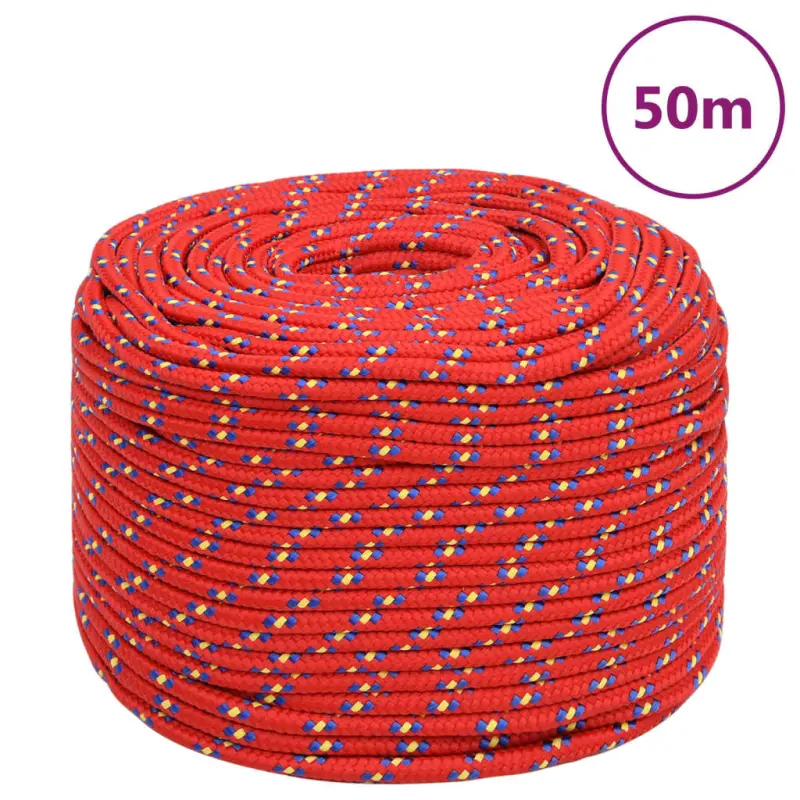 Linka żeglarska, czerwona, 6 mm, 50 m, polipropylen