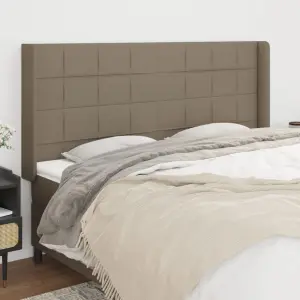 Zagłówek uszak, taupe, 203x16x118/128 cm, tkanina