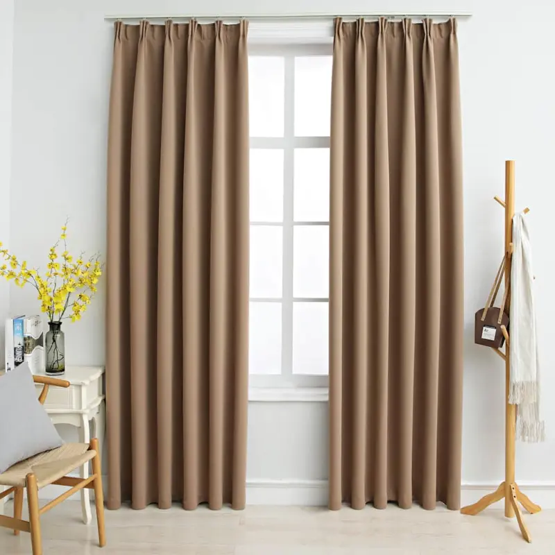 Zasłony zaciemniające z haczykami, 2 szt., taupe, 140x245 cm