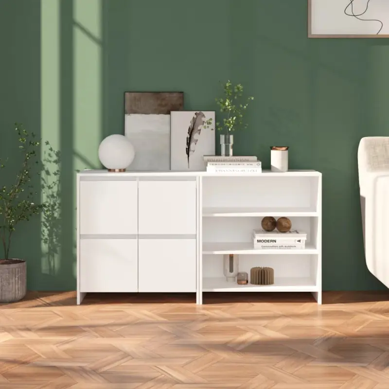 2-częściowa szafka boczna, biała, materiał drewnopochodny