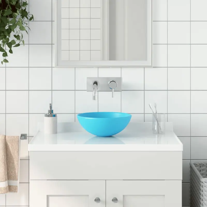 Umywalka łazienkowa, ceramiczna, jasnozielona, okrągła