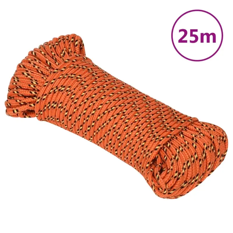 Linka żeglarska, pomarańczowa, 5 mm, 25 m, polipropylen